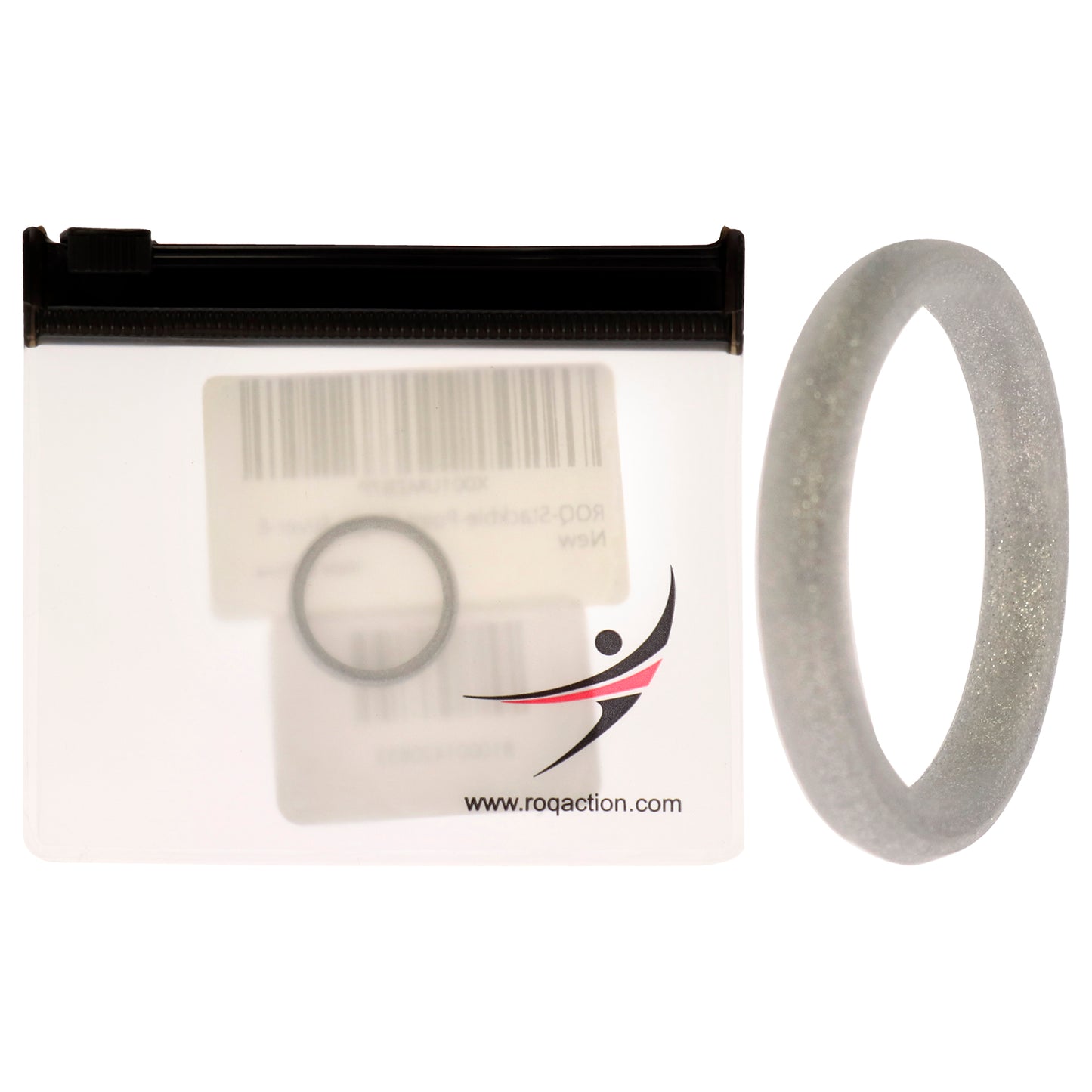 ROQ Silicone Wedding Stackble Point Single Ring - Silver