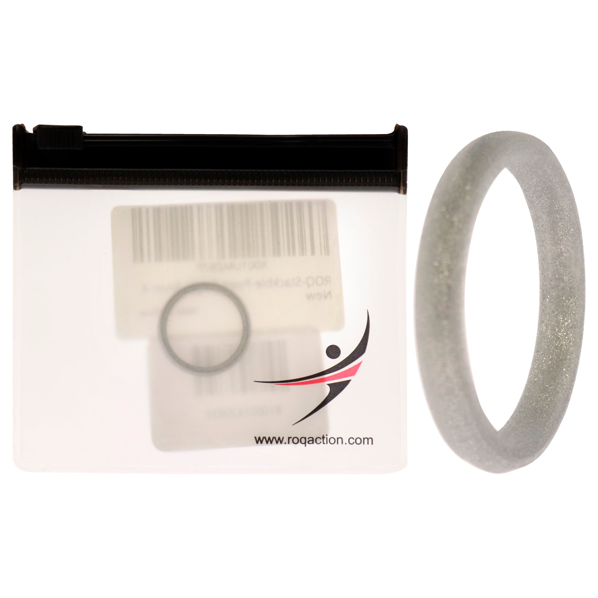 ROQ Silicone Wedding Stackble Point Single Ring - Silver