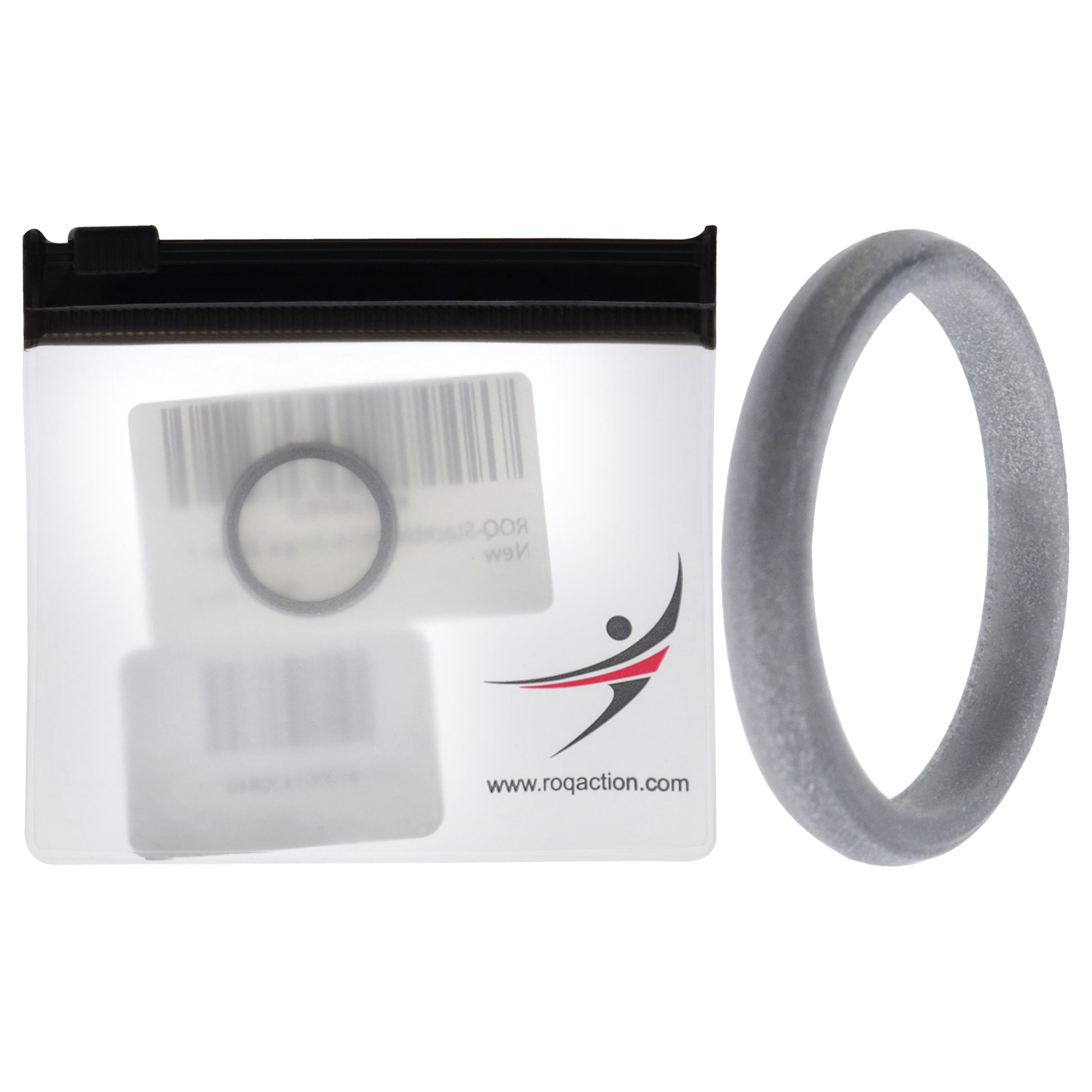 ROQ Silicone Wedding Stackble Point Single Ring - Silver