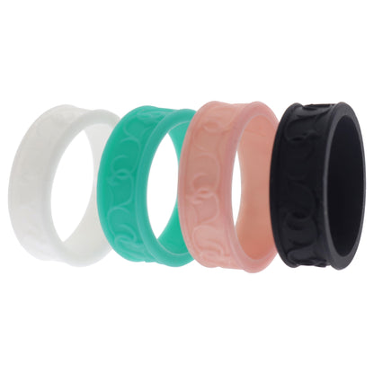ROQ Silicone Wedding Flower Ring Set - Turquoise