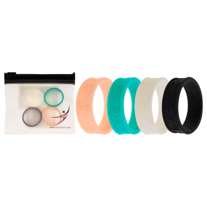 ROQ Silicone Wedding Flower Ring Set - Turquoise
