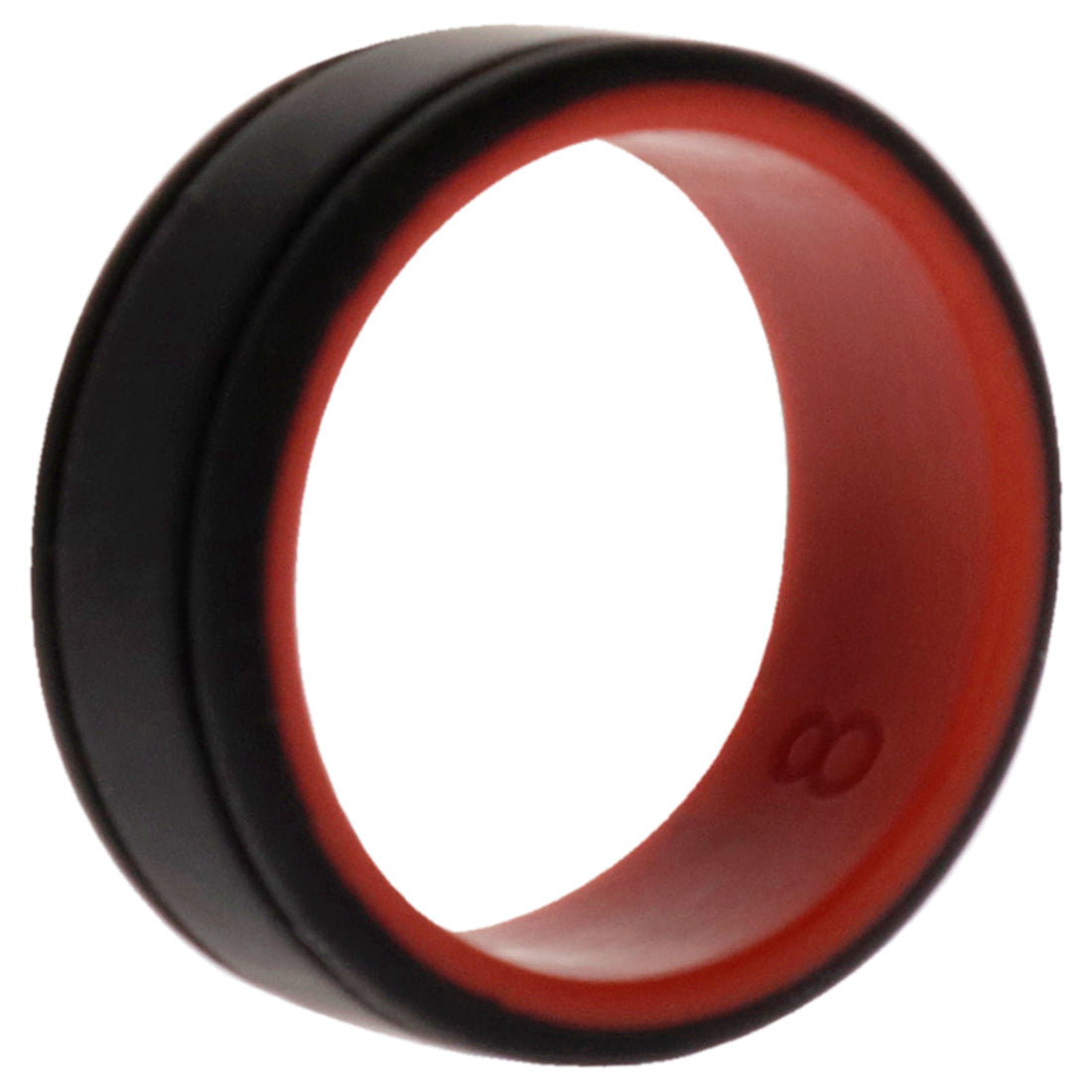 ROQ Silicone Wedding 2Layer Lines Ring - Red-Black