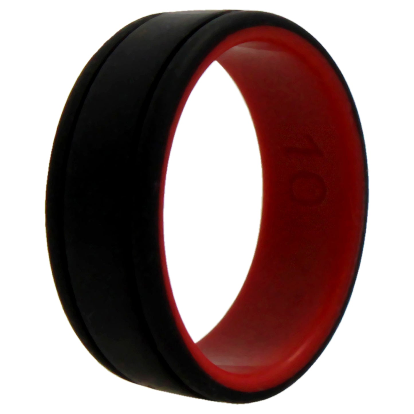 ROQ Silicone Wedding 2Layer Lines Ring - Red-Black