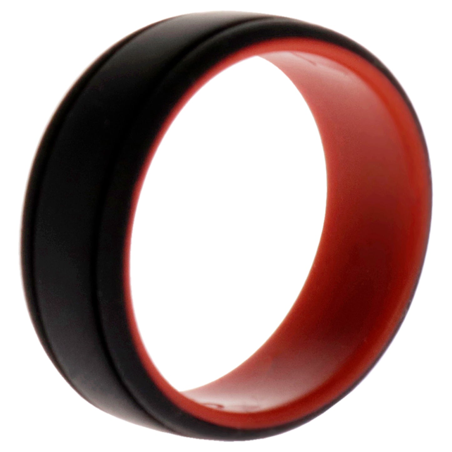 ROQ Silicone Wedding 2Layer Lines Ring - Red-Black