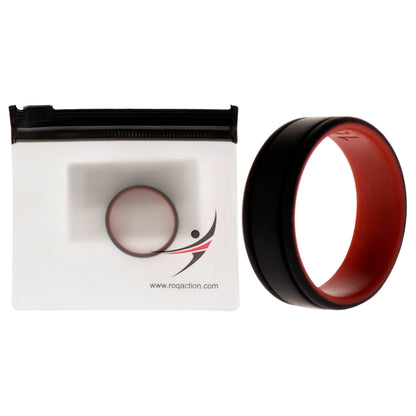 ROQ Silicone Wedding 2Layer Lines Ring - Red-Black