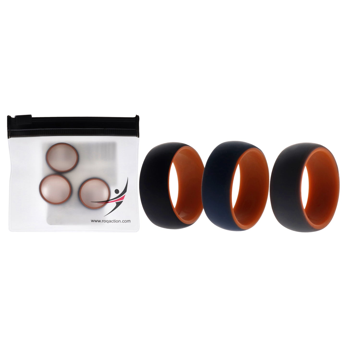 ROQ Silicone Wedding 2Layer Dome Ring Set - Orange