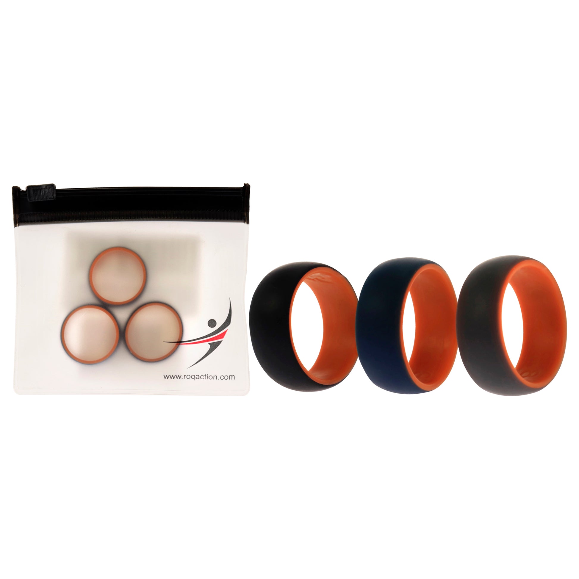 ROQ Silicone Wedding 2Layer Dome Ring Set - Orange