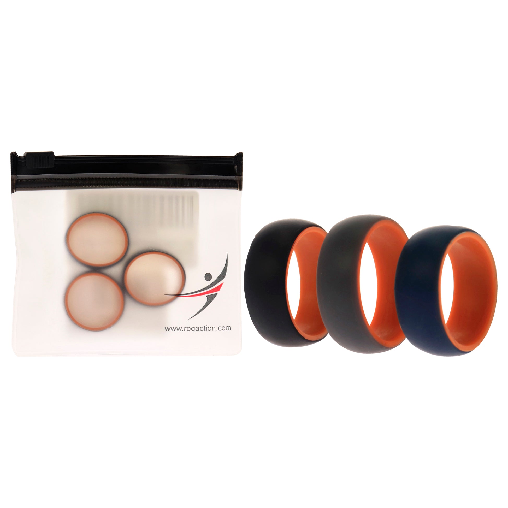 ROQ Silicone Wedding 2Layer Dome Ring Set - Orange