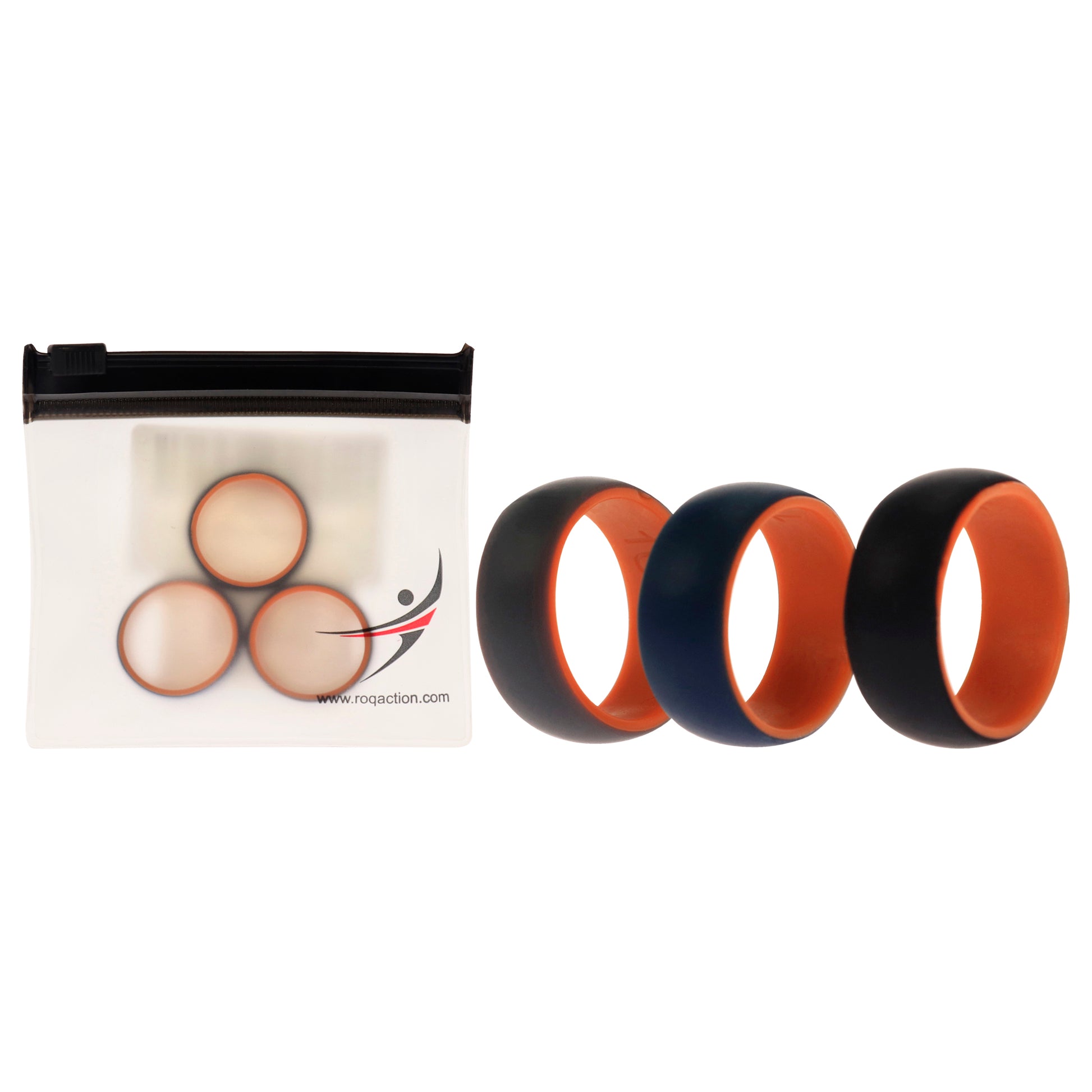 ROQ Silicone Wedding 2Layer Dome Ring Set - Orange