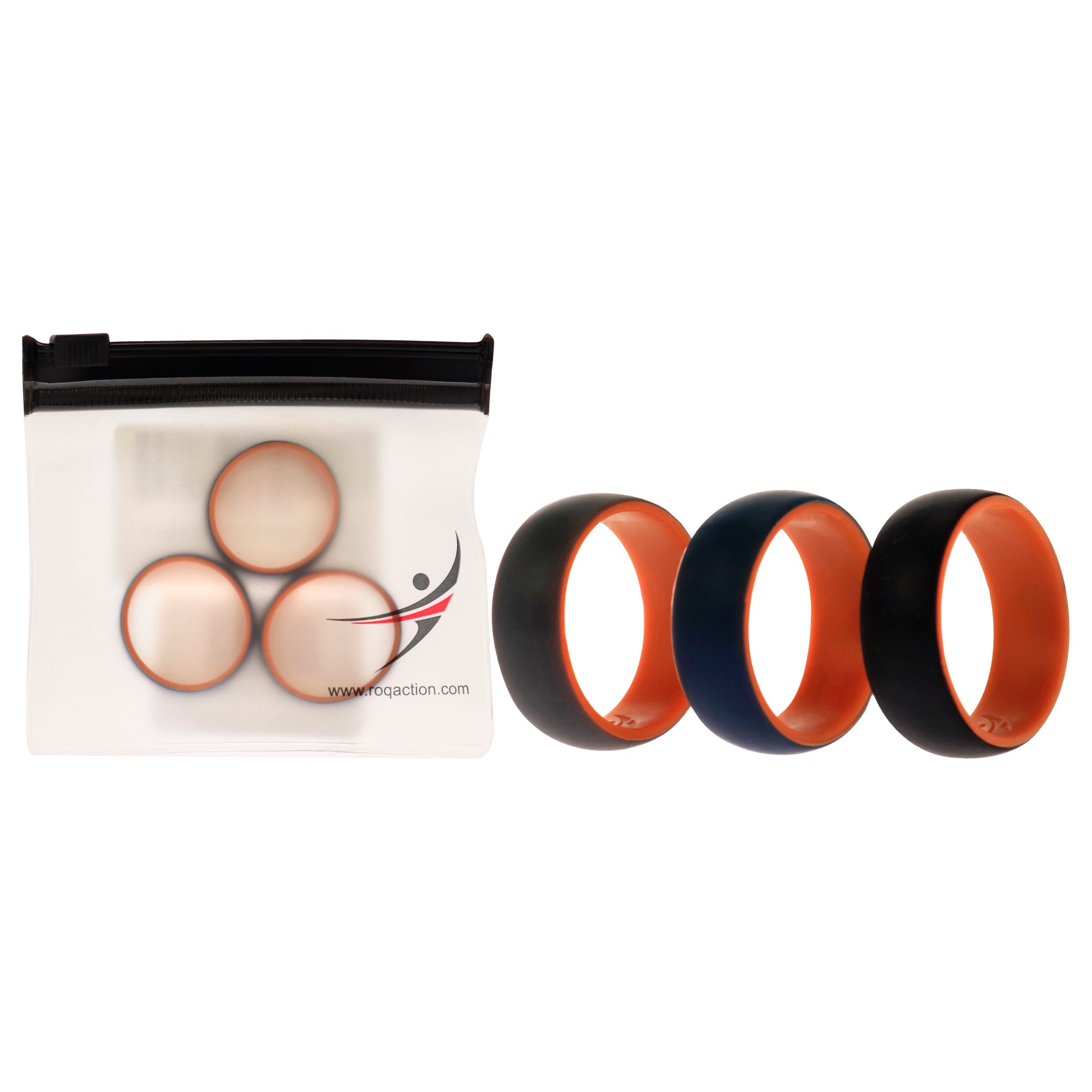 ROQ Silicone Wedding 2Layer Dome Ring Set - Orange