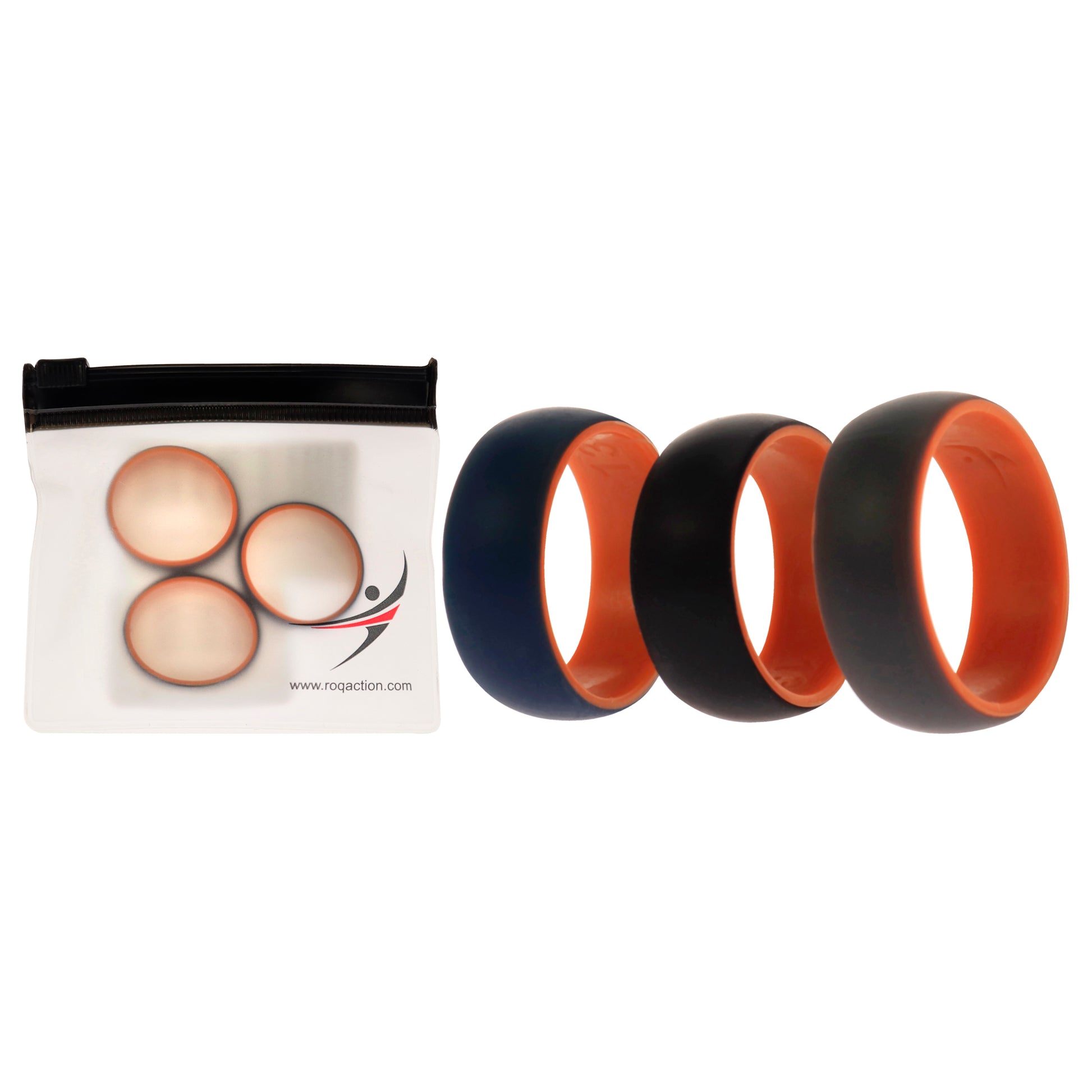 ROQ Silicone Wedding 2Layer Dome Ring Set - Orange