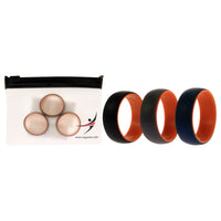 ROQ Silicone Wedding 2Layer Dome Ring Set - Orange