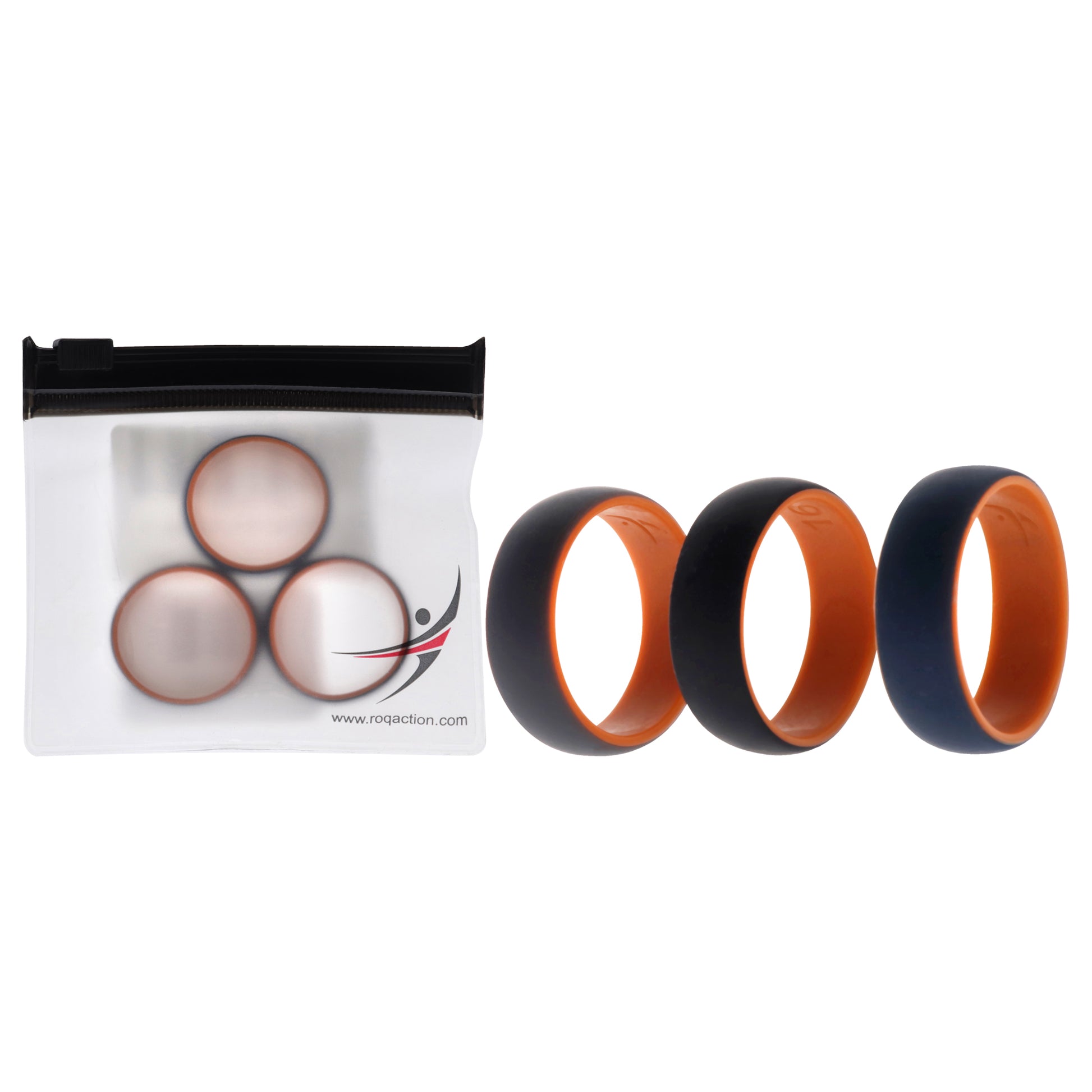 ROQ Silicone Wedding 2Layer Dome Ring Set - Orange