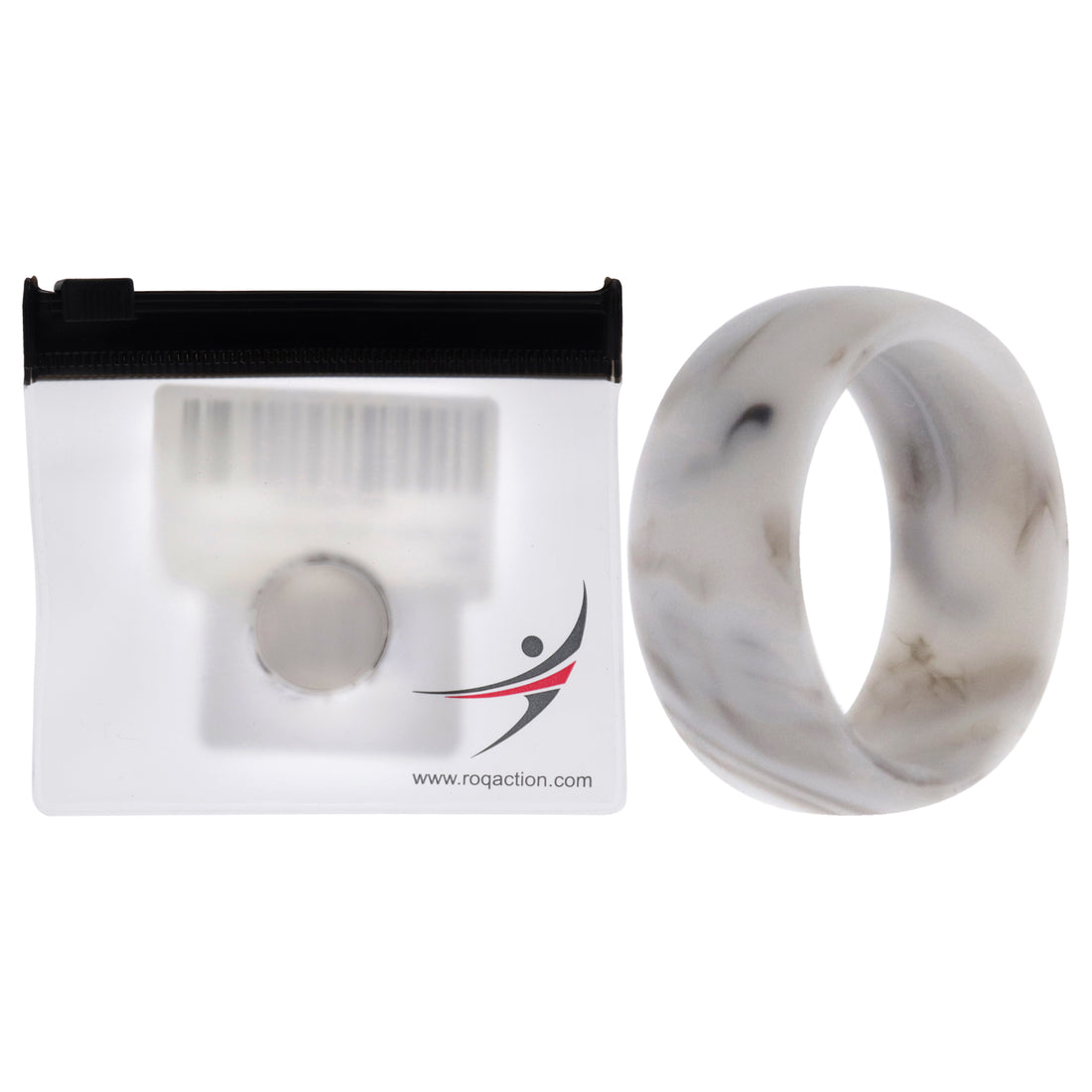 ROQ Silicone Wedding Ring - Marble White-Black