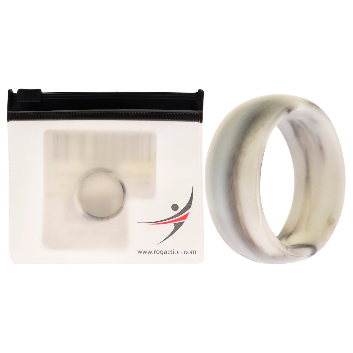 ROQ Silicone Wedding Ring - Marble White-Black