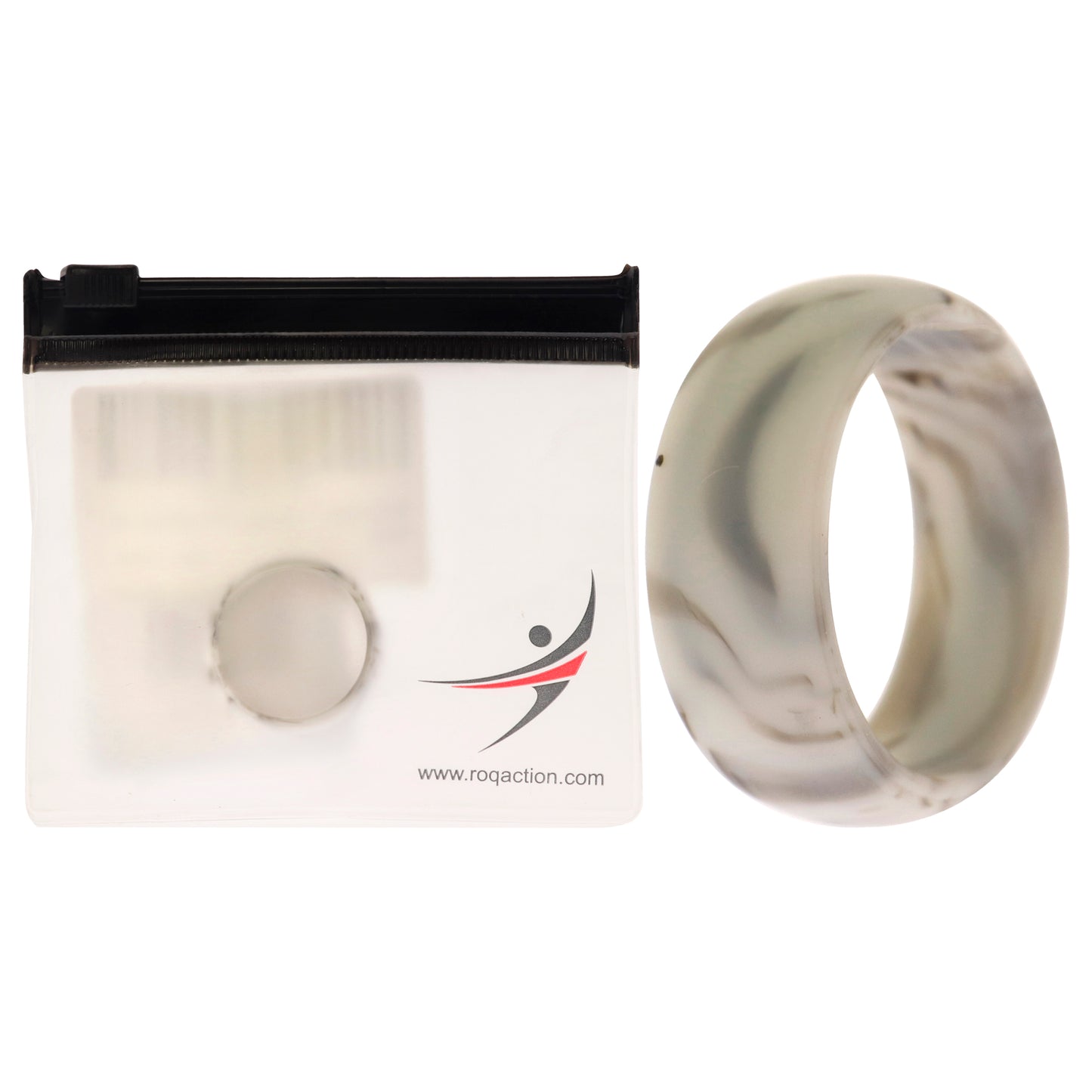 ROQ Silicone Wedding Ring - Marble White-Black