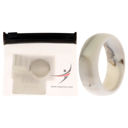 ROQ Silicone Wedding Ring - Marble White-Black