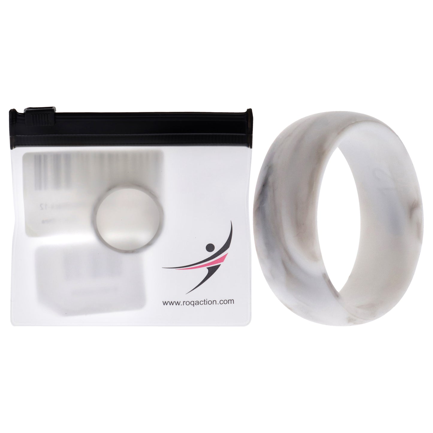 ROQ Silicone Wedding Ring - Marble White-Black