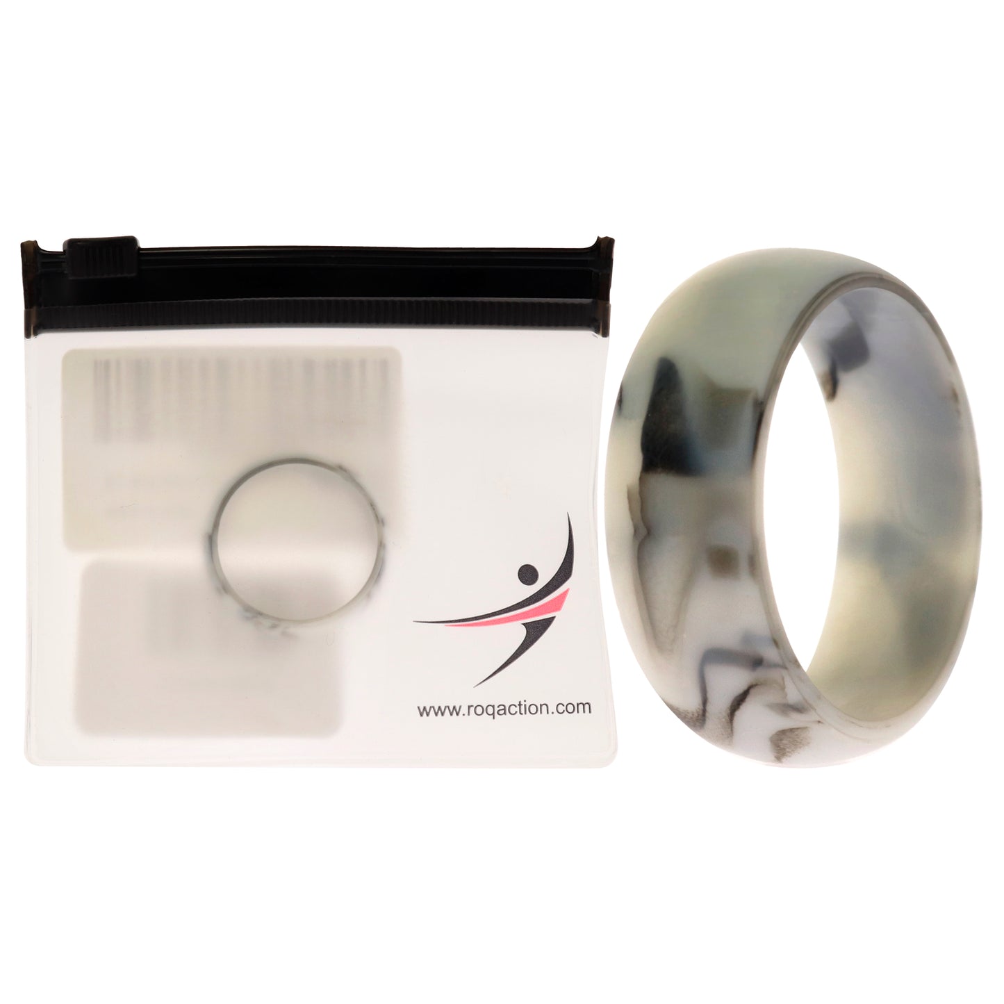 ROQ Silicone Wedding Ring - Marble White-Black