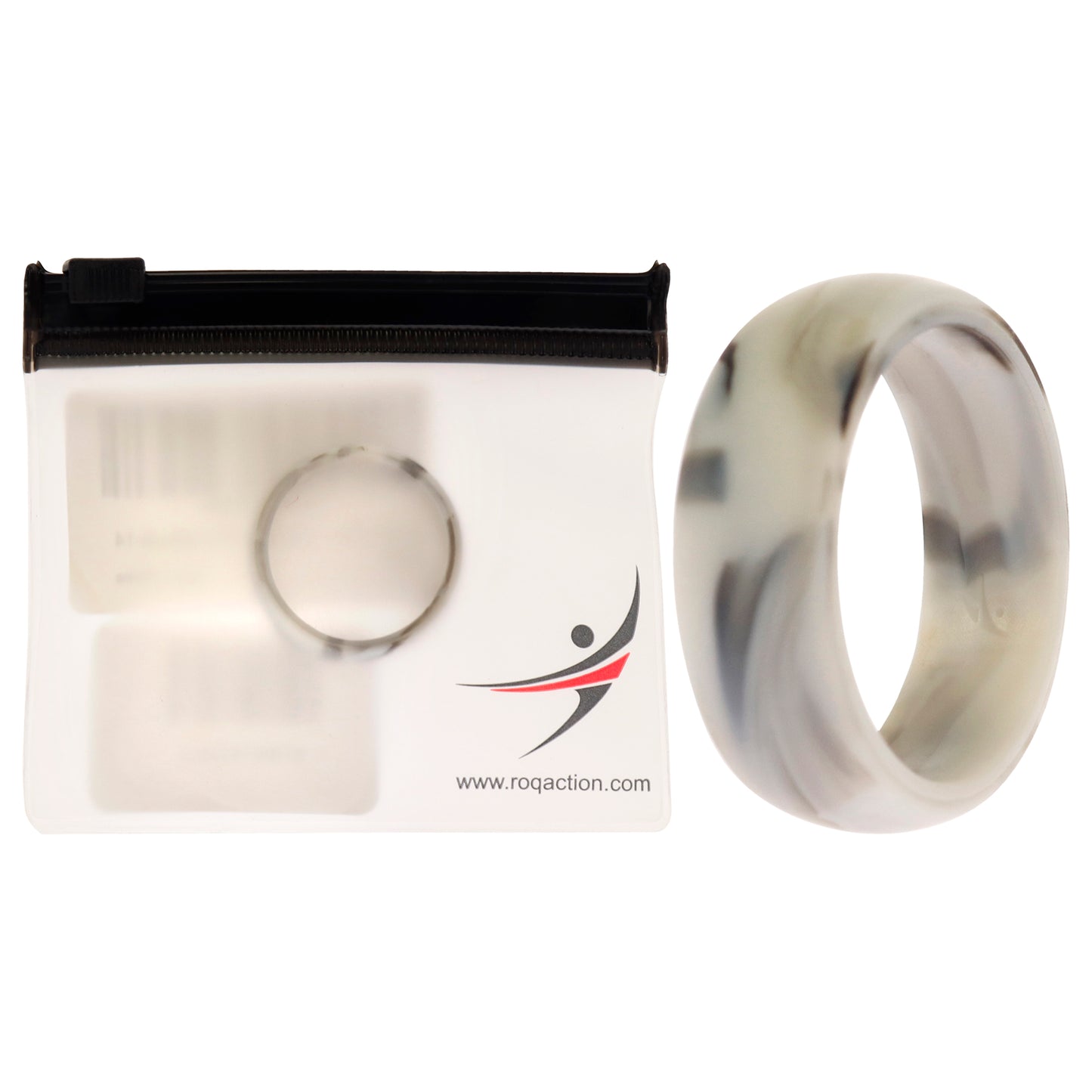 ROQ Silicone Wedding Ring - Marble White-Black