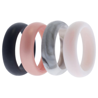 Silicone Wedding Ring Set - Marble