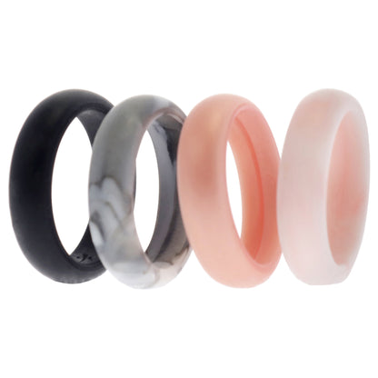 Silicone Wedding Ring Set - Marble