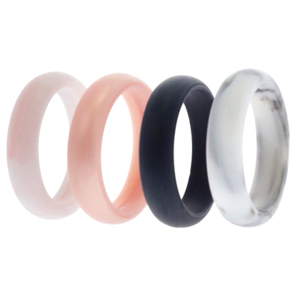 Silicone Wedding Ring Set - Marble