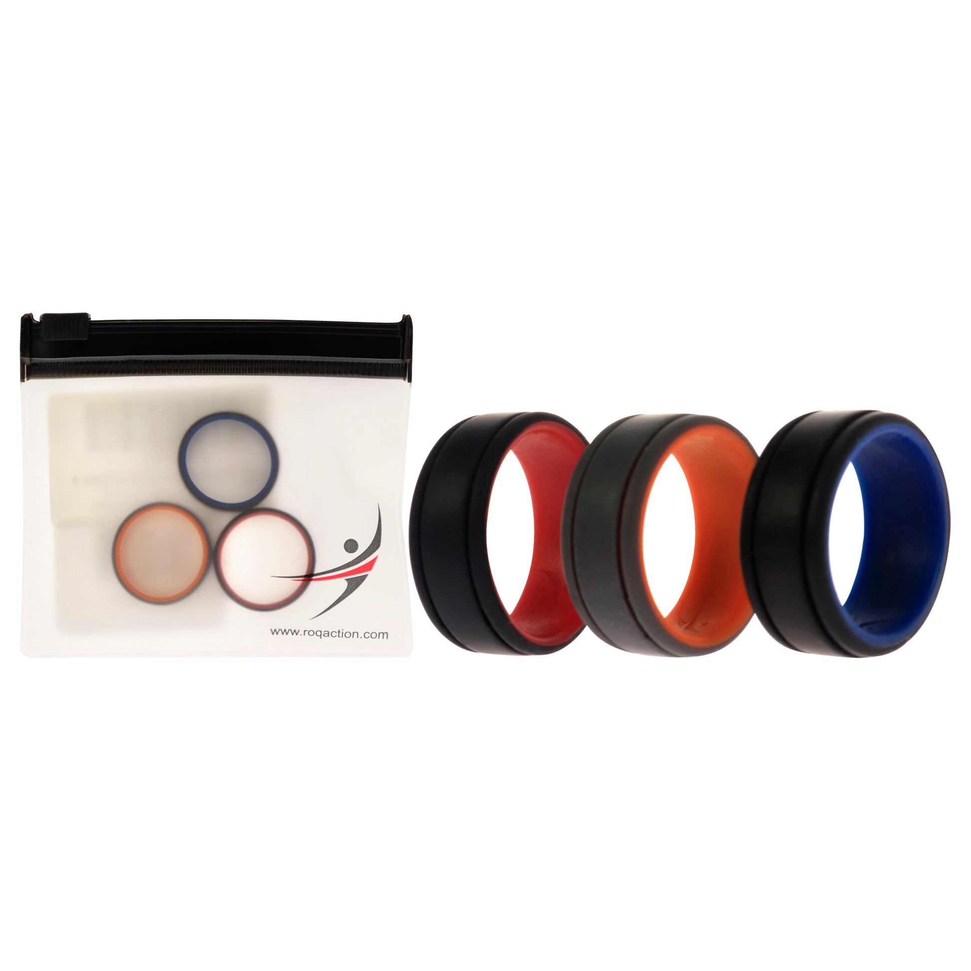 ROQ Silicone Wedding 2Layer Lines Ring Set - Grey-Black