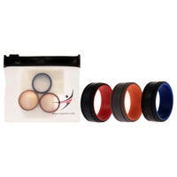 ROQ Silicone Wedding 2Layer Lines Ring Set - Grey-Black