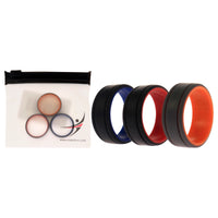 ROQ Silicone Wedding 2Layer Lines Ring Set - Grey-Black