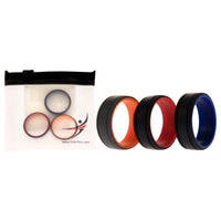 ROQ Silicone Wedding 2Layer Lines Ring Set - Grey-Black