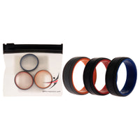 ROQ Silicone Wedding 2Layer Lines Ring Set - Grey-Black