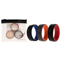 ROQ Silicone Wedding 2Layer Lines Ring Set - Grey-Black