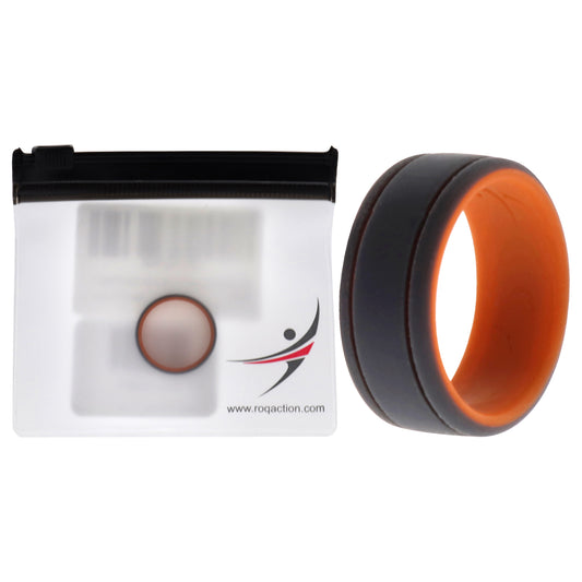ROQ Silicone Wedding 2Layer Lines Ring - Orang-Grey