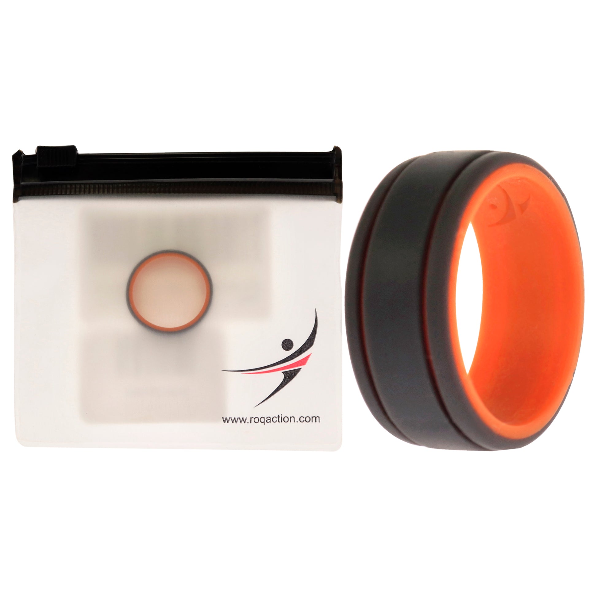 ROQ Silicone Wedding 2Layer Lines Ring - Orang-Grey