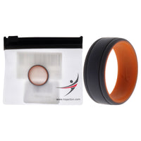 ROQ Silicone Wedding 2Layer Lines Ring - Orang-Grey