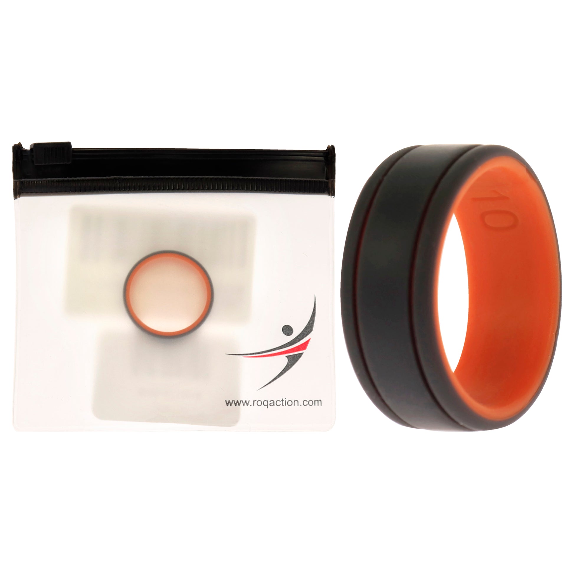 ROQ Silicone Wedding 2Layer Lines Ring - Orang-Grey