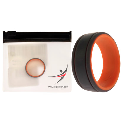 ROQ Silicone Wedding 2Layer Lines Ring - Orang-Grey