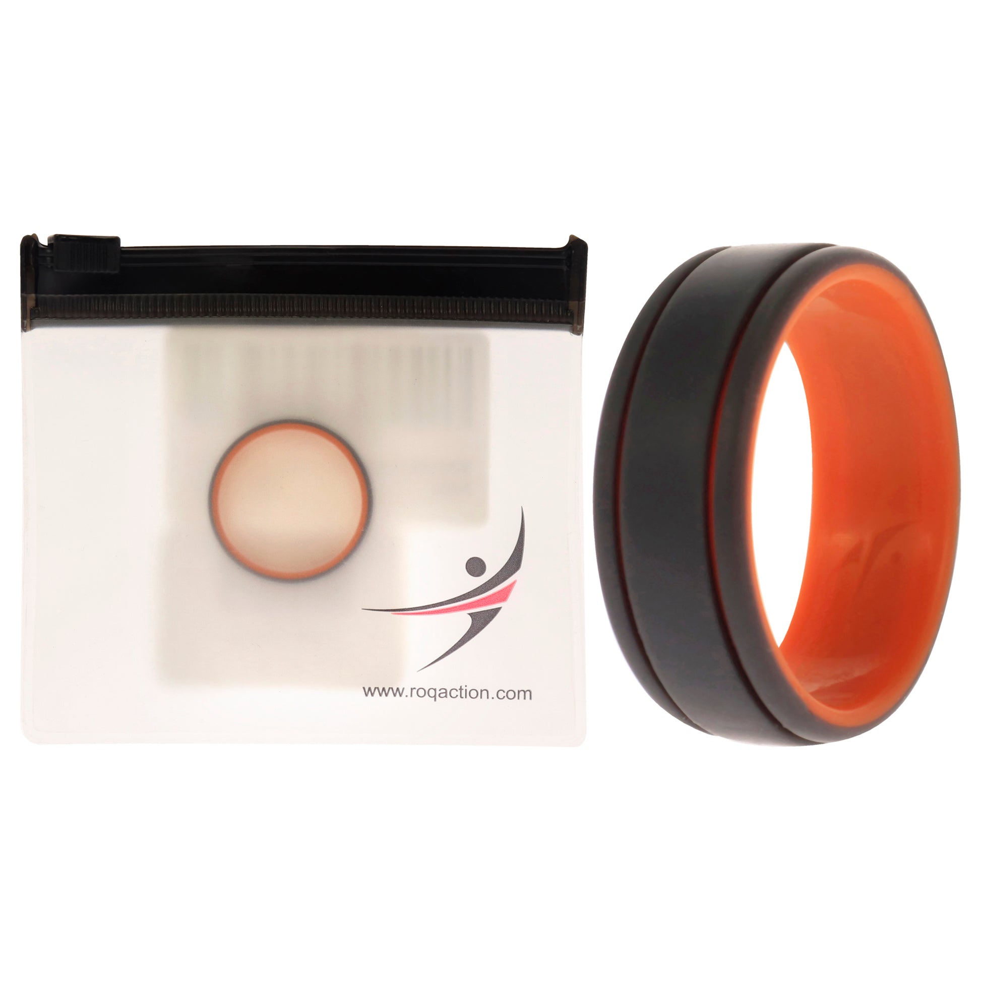 ROQ Silicone Wedding 2Layer Lines Ring - Orang-Grey