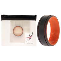 ROQ Silicone Wedding 2Layer Lines Ring - Orang-Grey