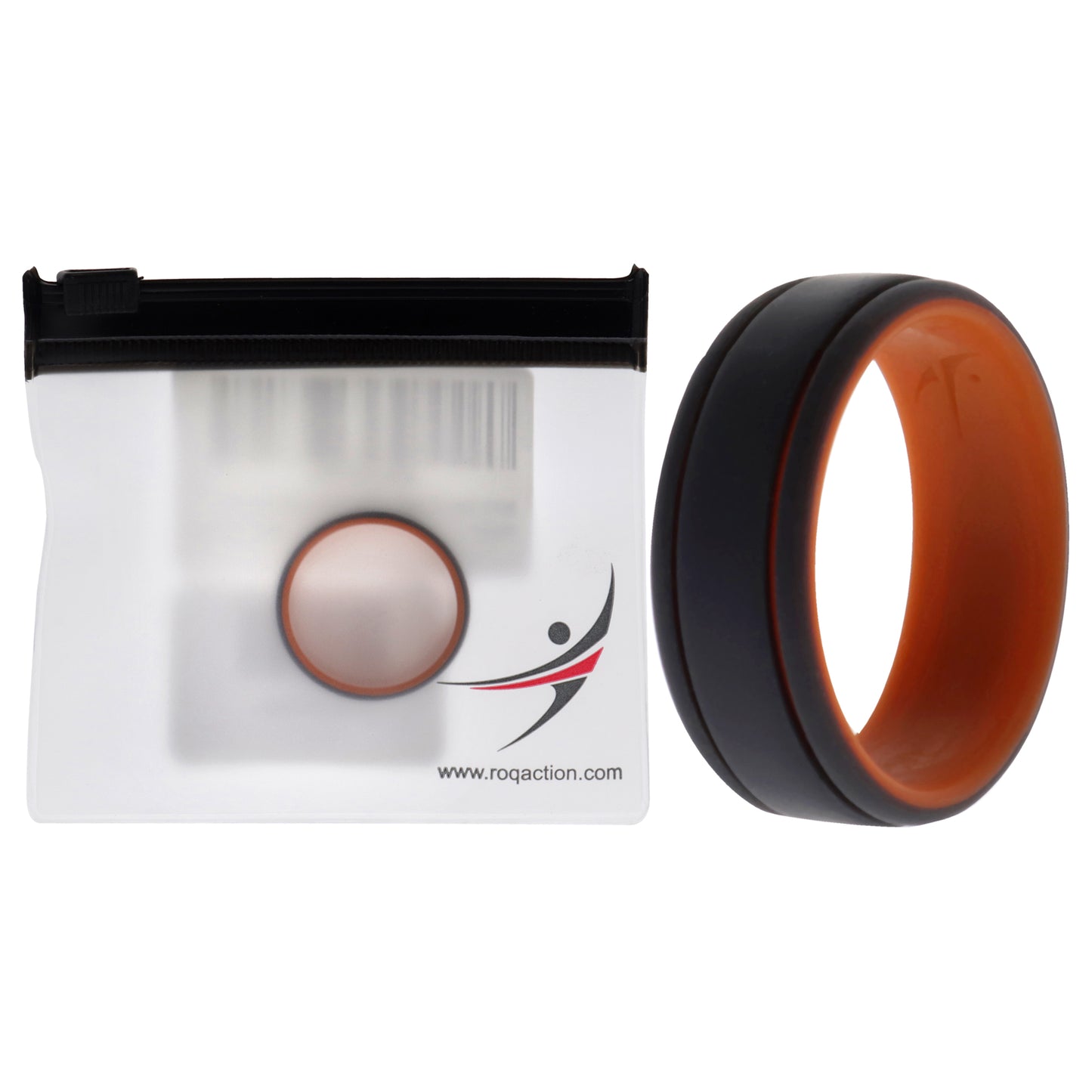 ROQ Silicone Wedding 2Layer Lines Ring - Orang-Grey
