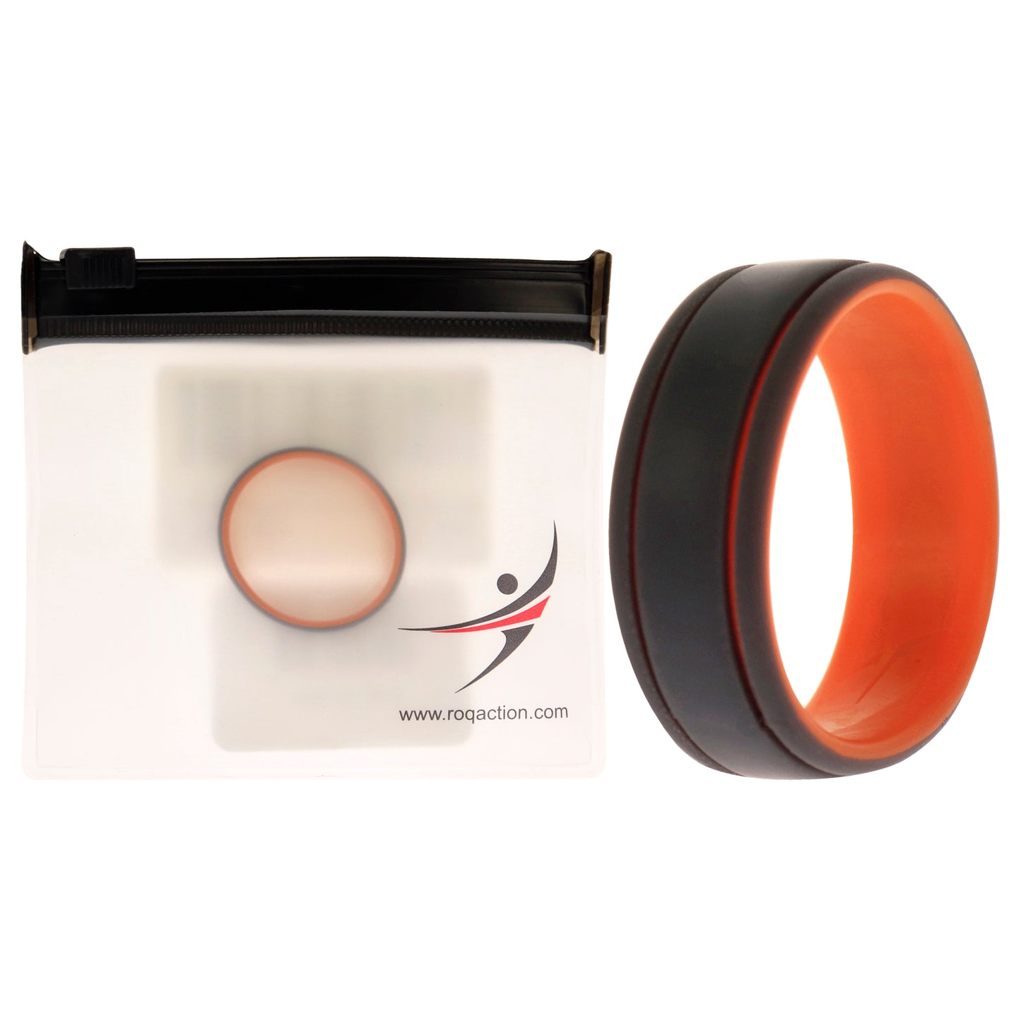ROQ Silicone Wedding 2Layer Lines Ring - Orang-Grey