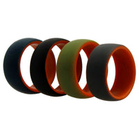 ROQ Silicone Wedding 2Layer Dome Ring Set - Orange