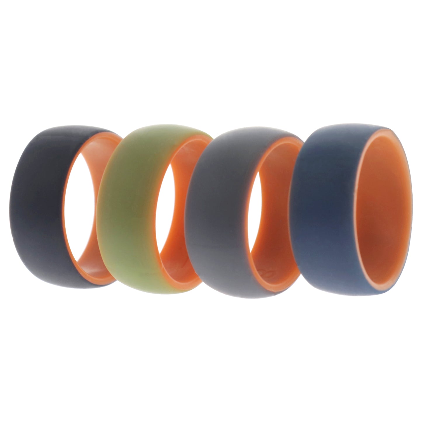 ROQ Silicone Wedding 2Layer Dome Ring Set - Orange