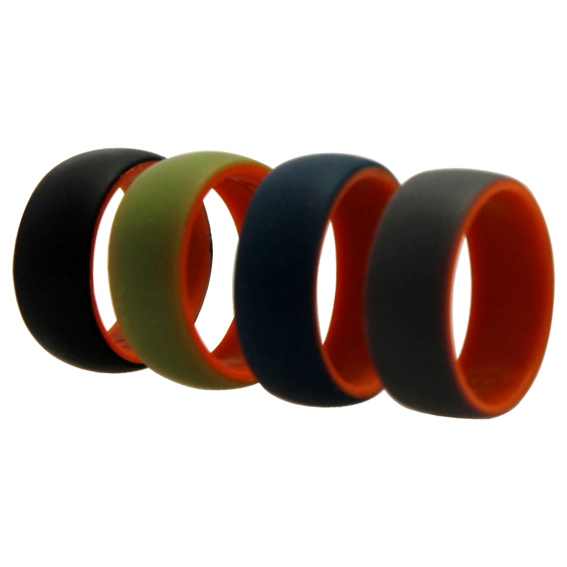 ROQ Silicone Wedding 2Layer Dome Ring Set - Orange