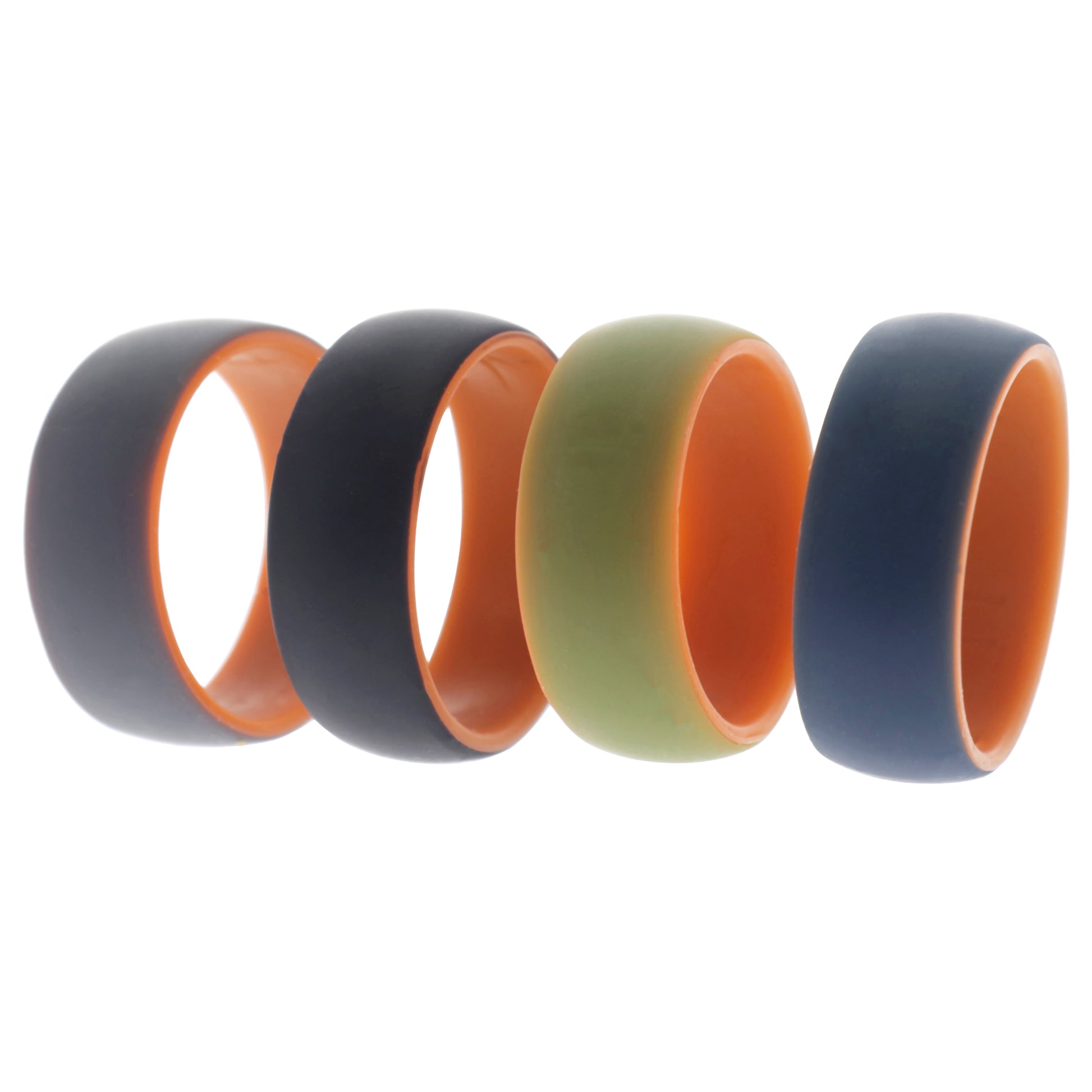 ROQ Silicone Wedding 2Layer Dome Ring Set - Orange