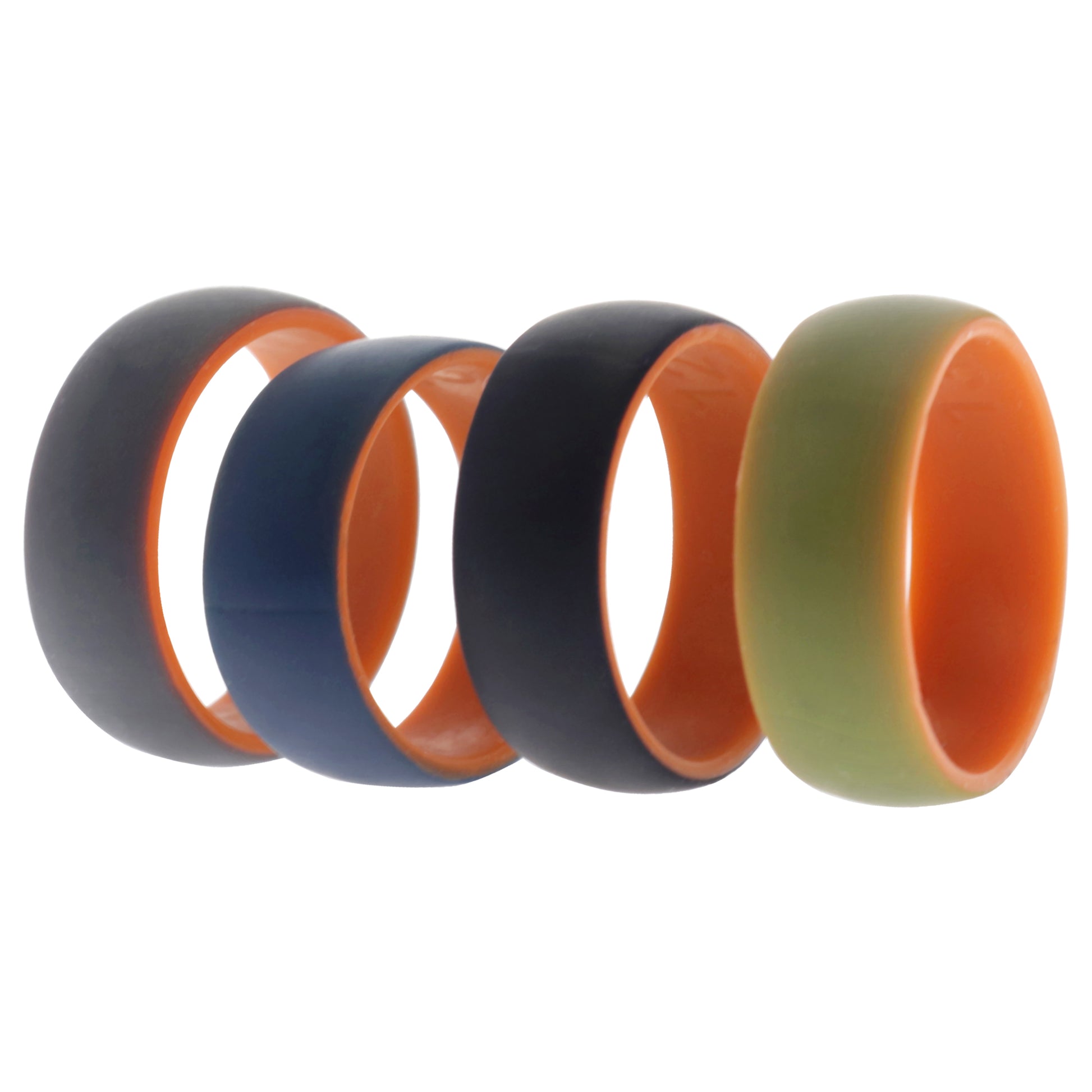 ROQ Silicone Wedding 2Layer Dome Ring Set - Orange