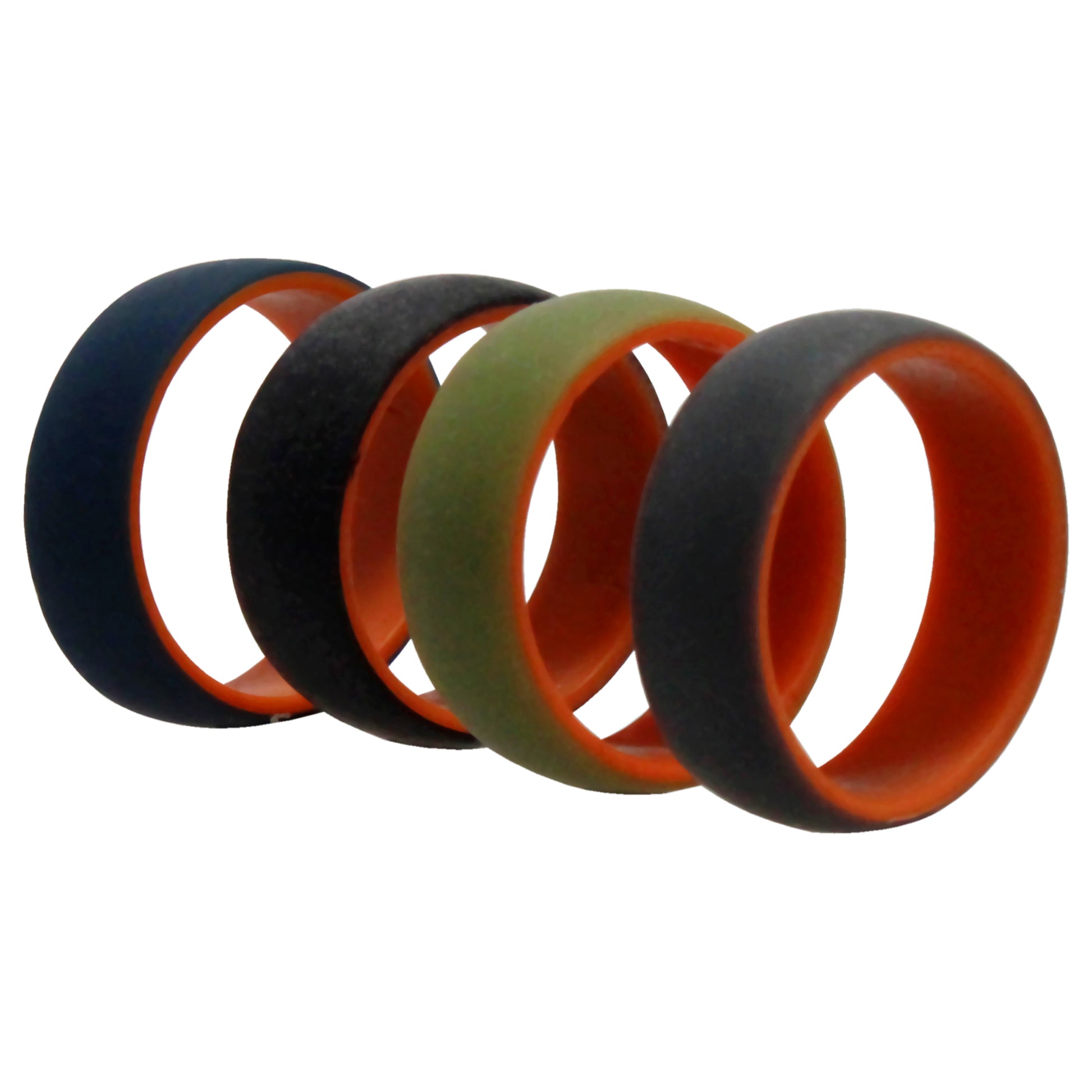 ROQ Silicone Wedding 2Layer Dome Ring Set - Orange