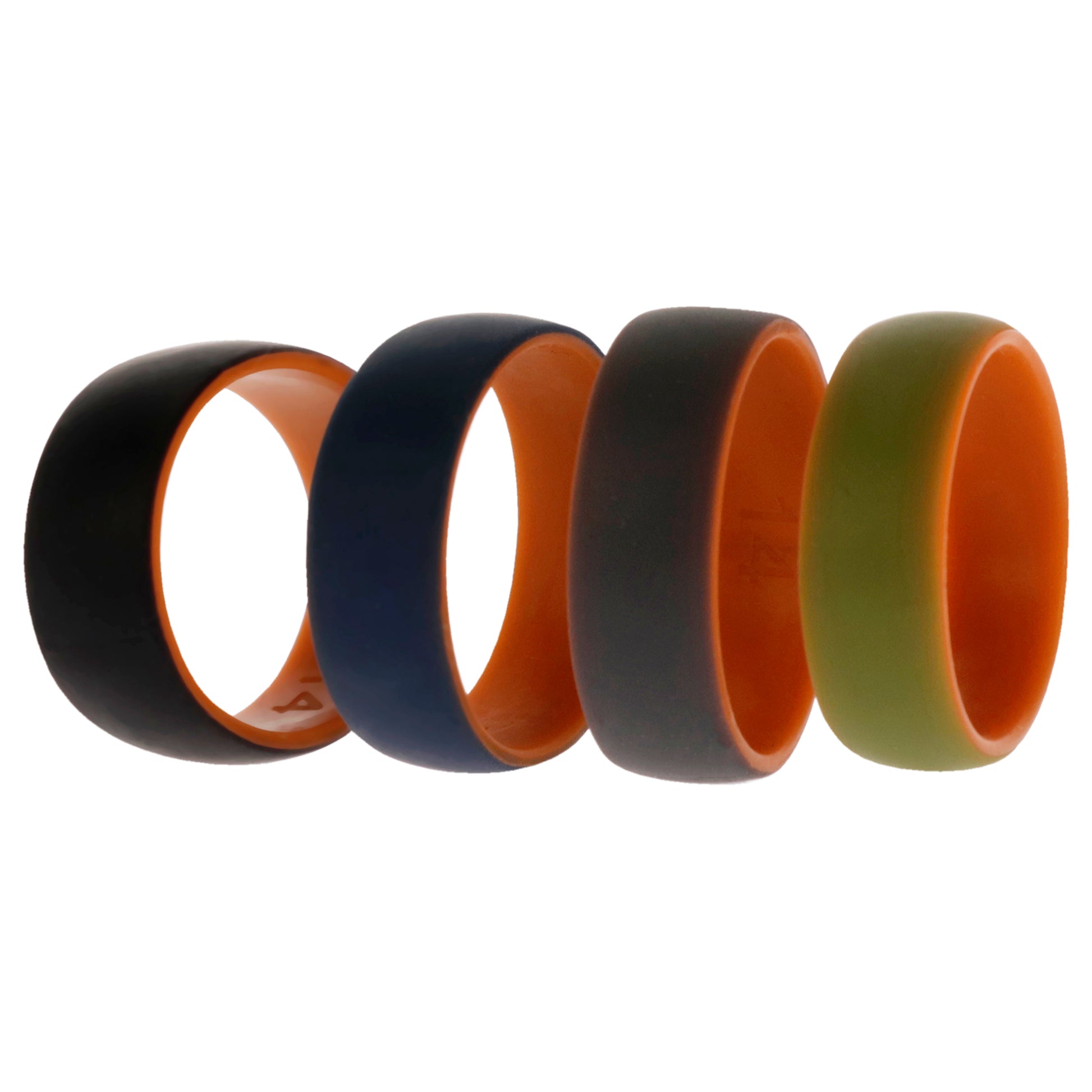 ROQ Silicone Wedding 2Layer Dome Ring Set - Orange