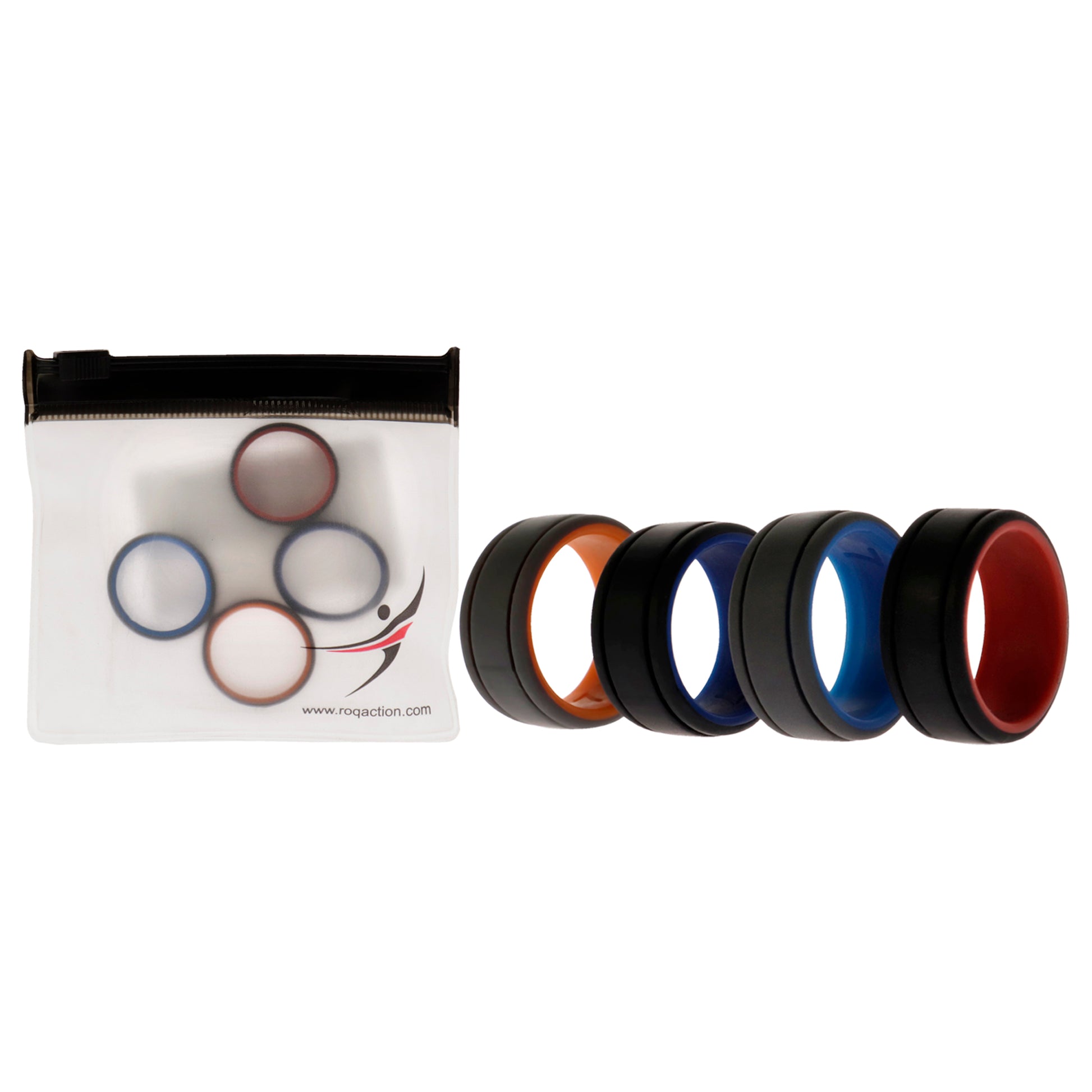 ROQ Silicone Wedding 2Layer Lines Ring Set - Grey-Black